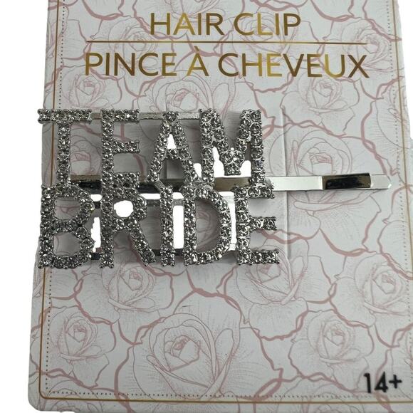 Team Bride Platinum Tone Hair Clip Bling - Picture 1 of 1